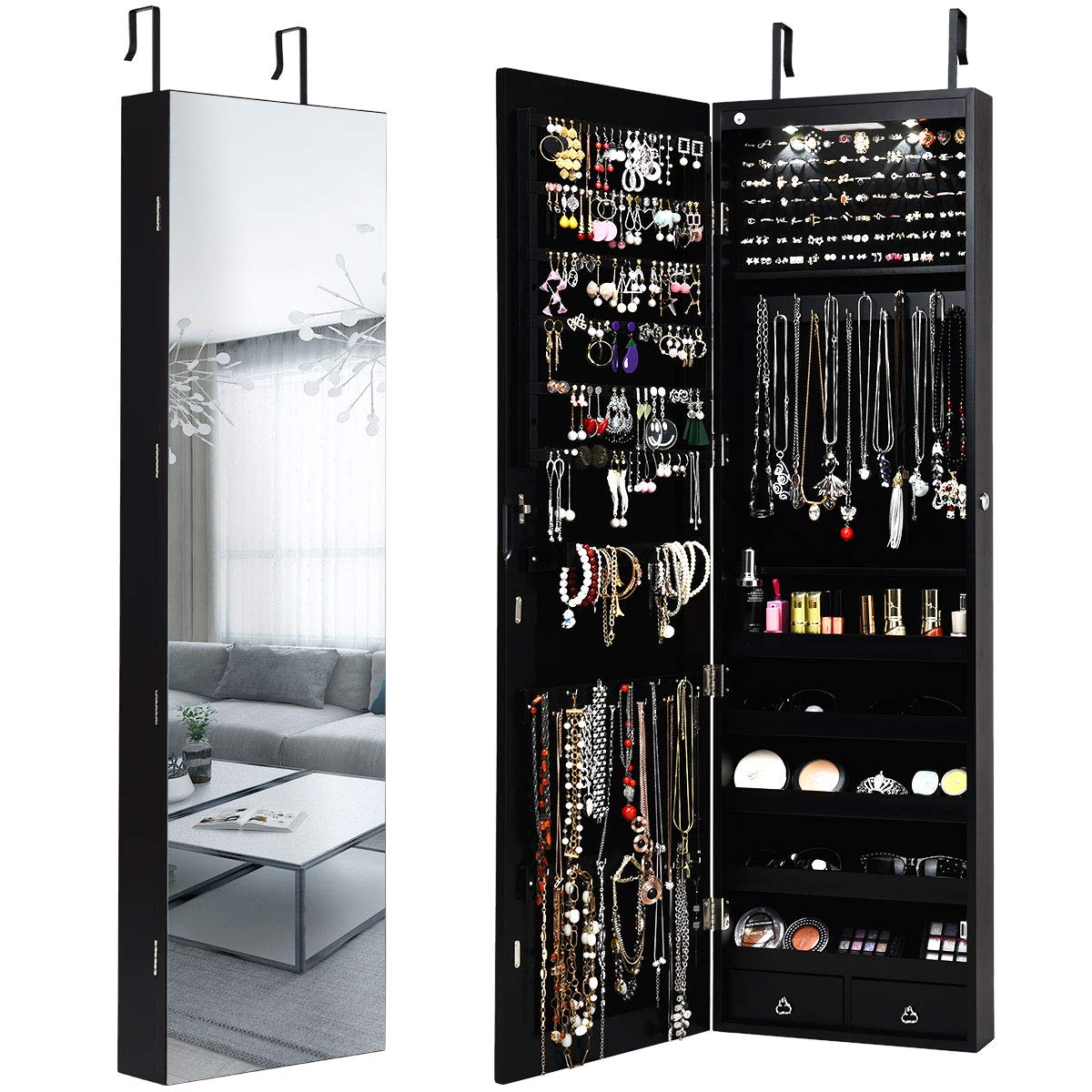 Full Length Mirror Jewelry Armoire - Armario para joyas, con espejo de
