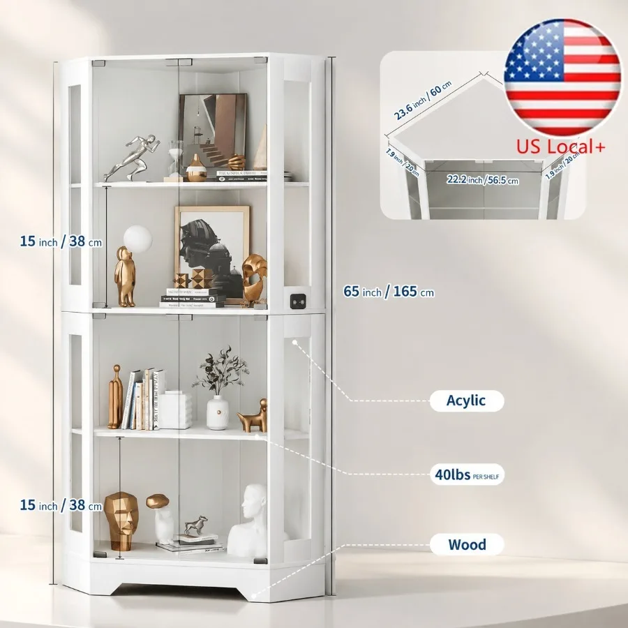 Storage - Vitrina de esquina blanca, ideal para