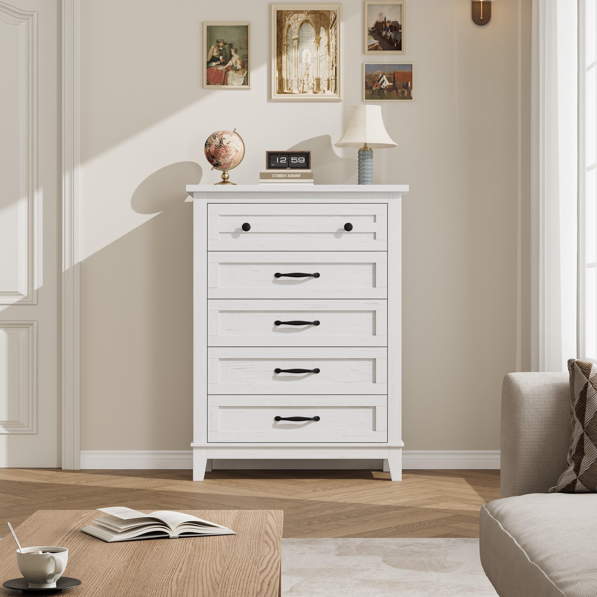Cómoda vertical alta con 5 caj - Bedroom Furniture reseña y precio