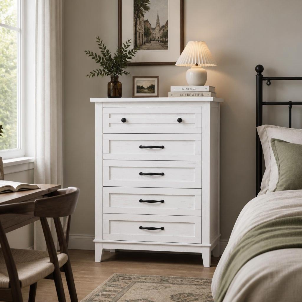 Cómoda vertical alta con 5 caj - Bedroom Furniture reseña y precio