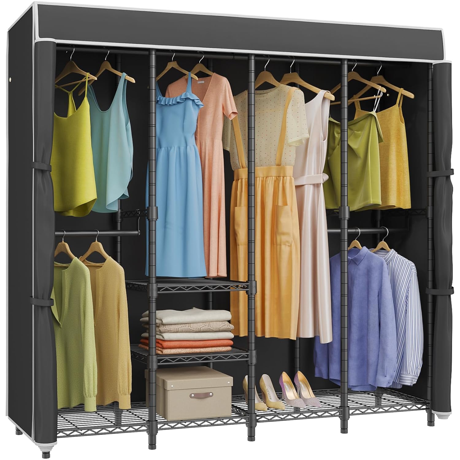 Perchero Mediano con Cubierta, - Wardrobe Closet Portable Fabric Cover reseña y precio
