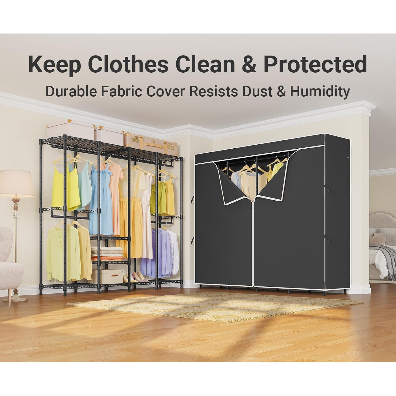 Perchero Mediano con Cubierta, - Wardrobe Closet Portable Fabric Cover reseña y precio