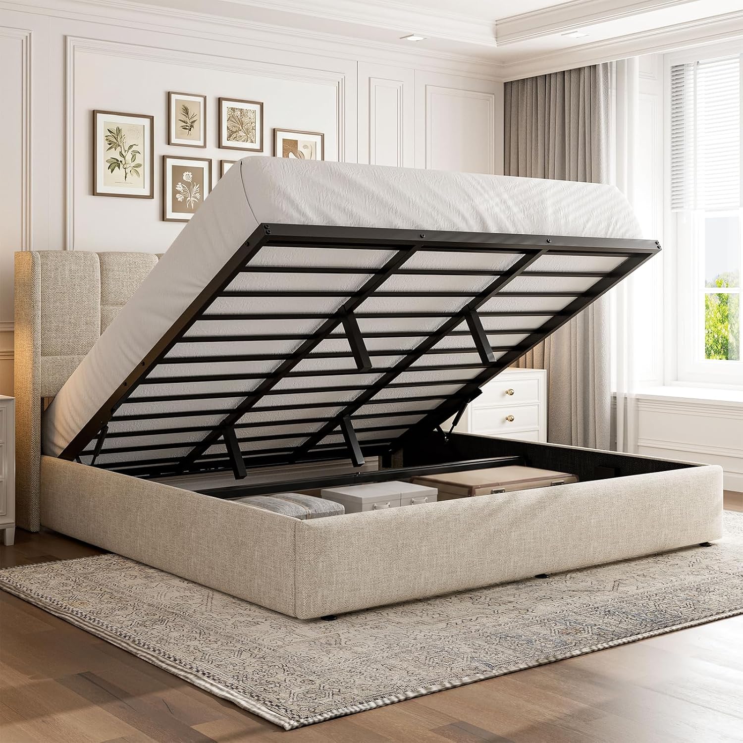 Base de Cama King Size con Alm - Gas Lift Storage Bed Hydraulic reseña y precio