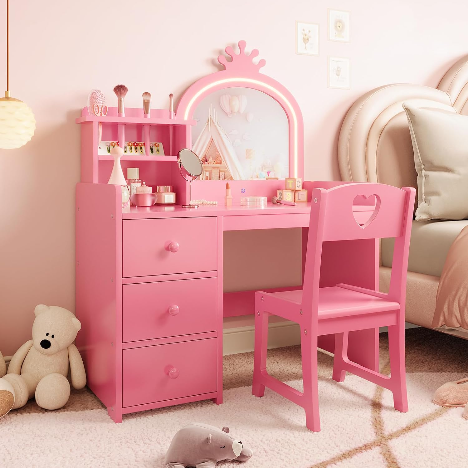 Tocador infantil con espejo il - Dressing Table Vanity With Lighted Mirror reseña y precio