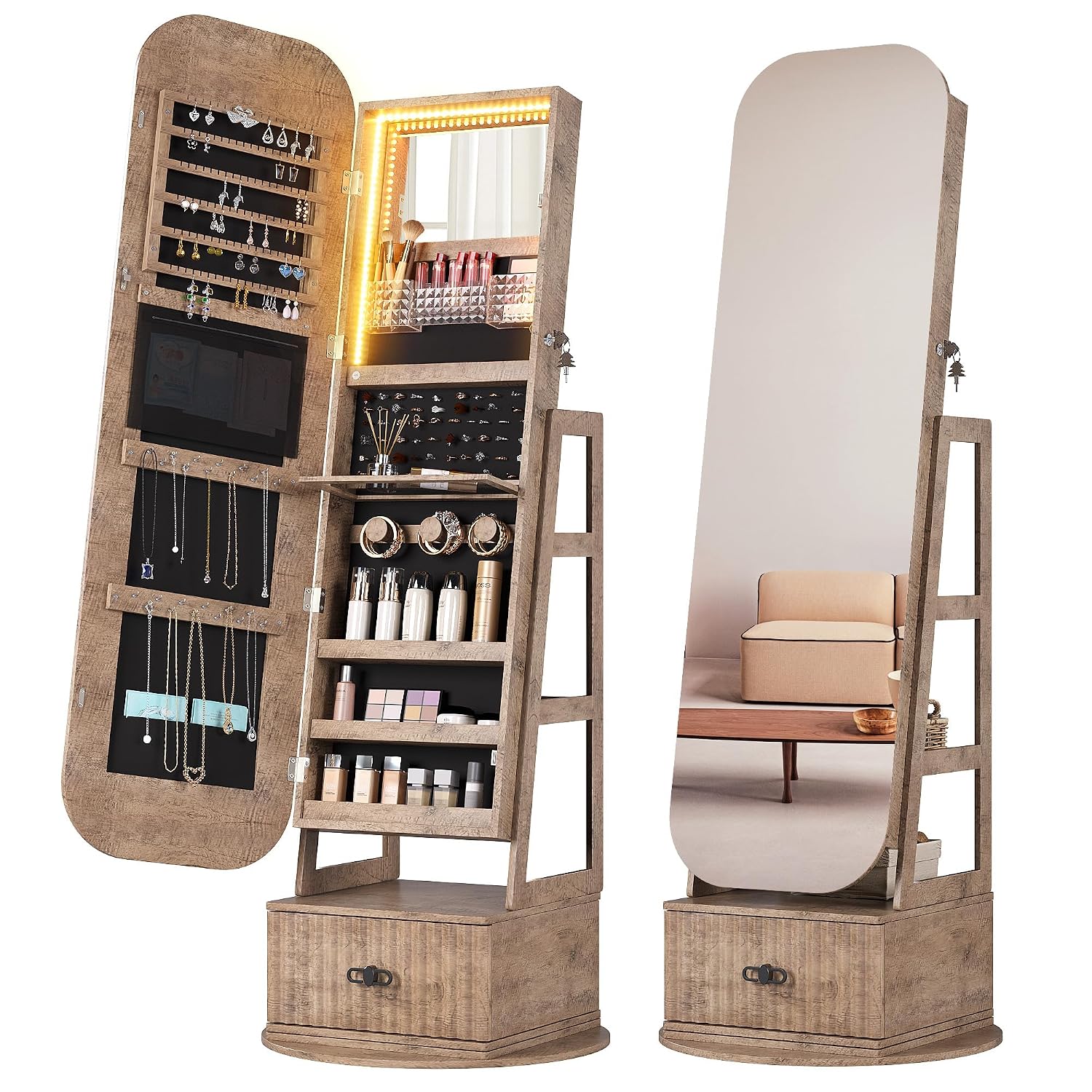 Organizadores de joyería girat - Full Length Mirror Jewelry Armoire reseña y precio
