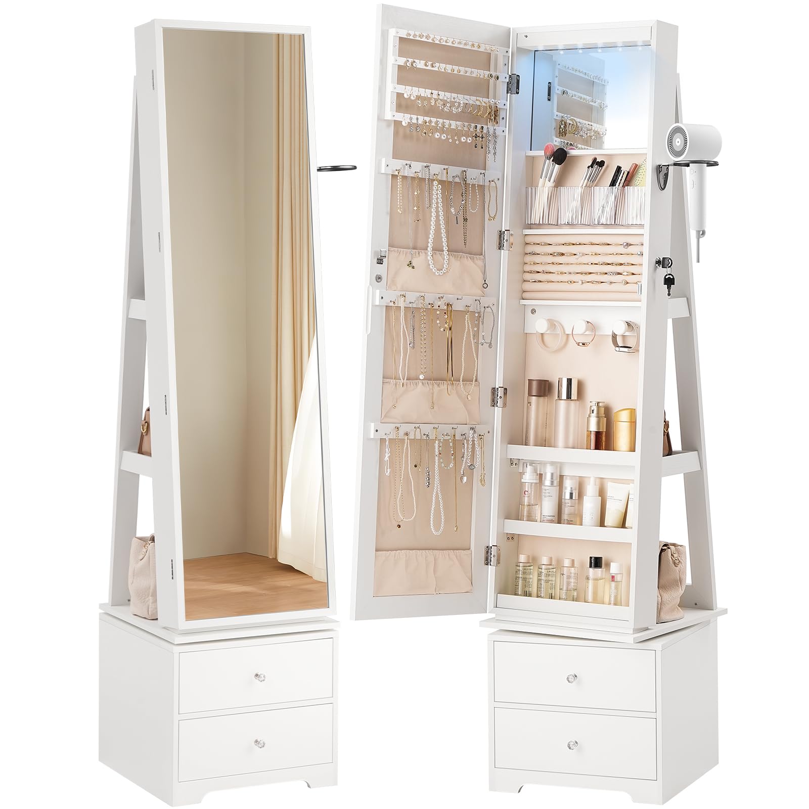 360 °   Mueble giratorio para  - Full Length Mirror Jewelry Armoire reseña y precio