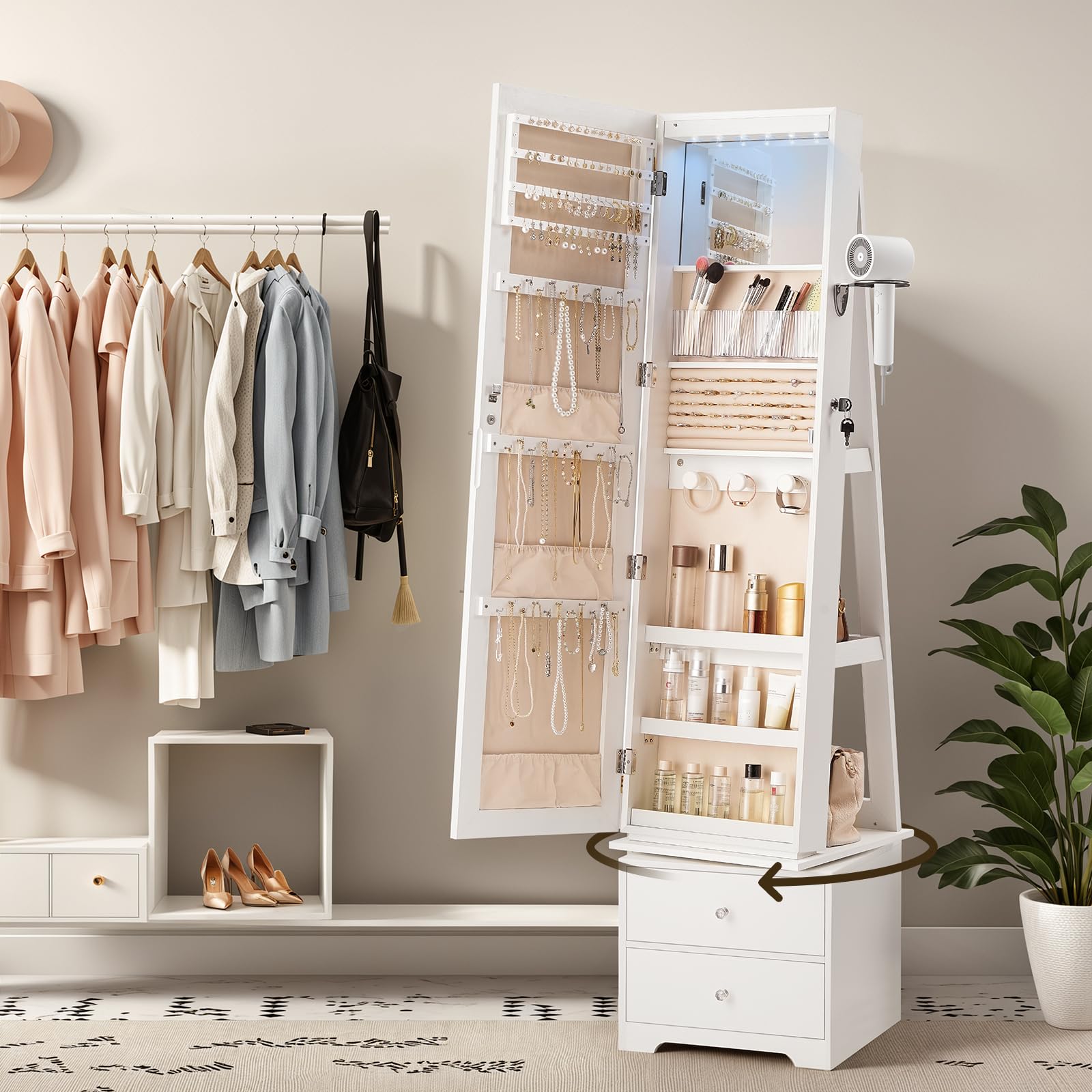 360 °   Mueble giratorio para  - Full Length Mirror Jewelry Armoire reseña y precio