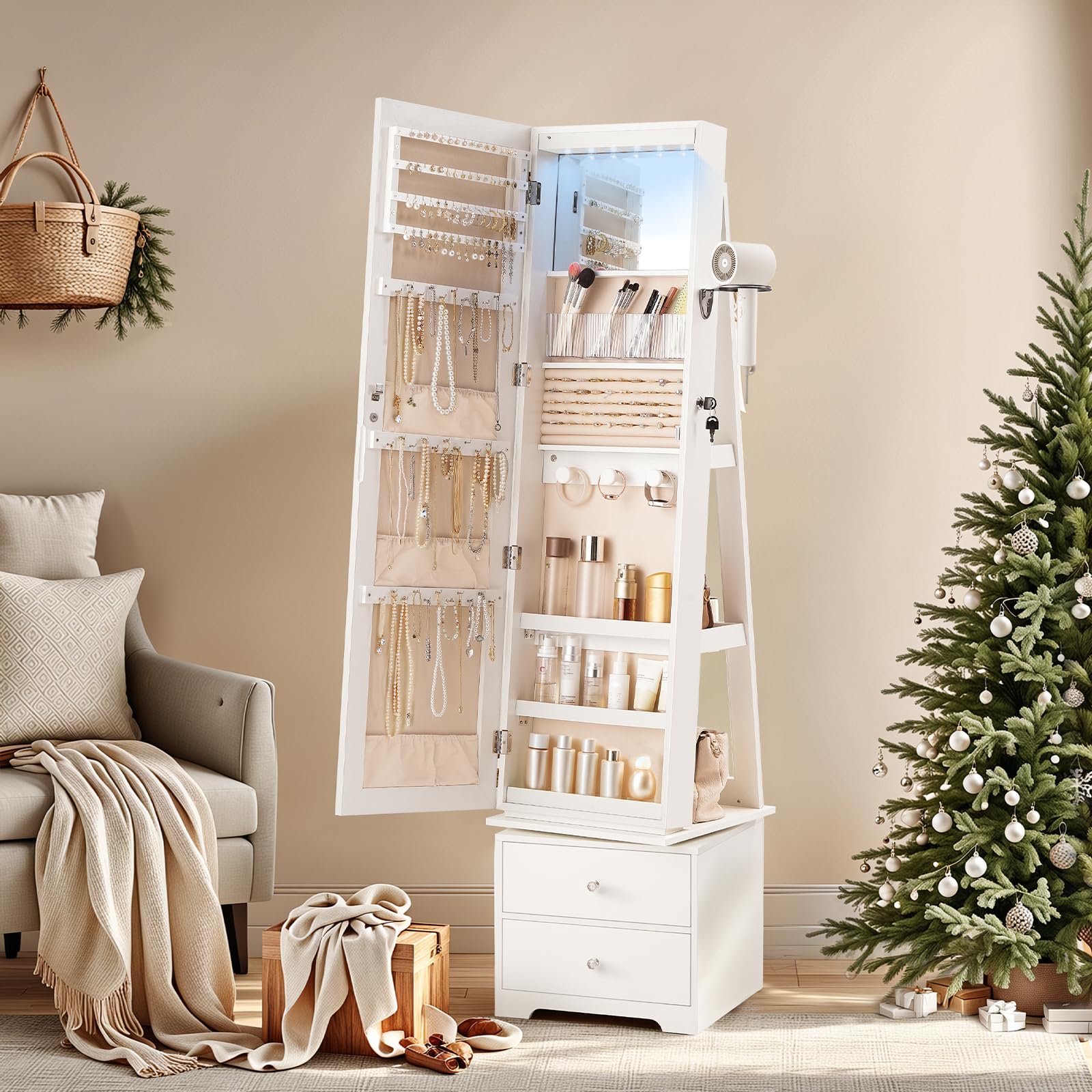 360 °   Mueble giratorio para  - Full Length Mirror Jewelry Armoire reseña y precio