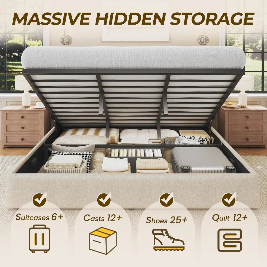 Estructura de cama con espacio - Gas Lift Storage Bed Hydraulic reseña y precio