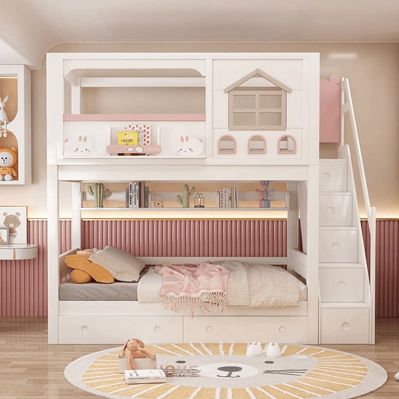 Moderna Cama Litera Infantil d - Bunk Bed With Stairs And Slide reseña y precio