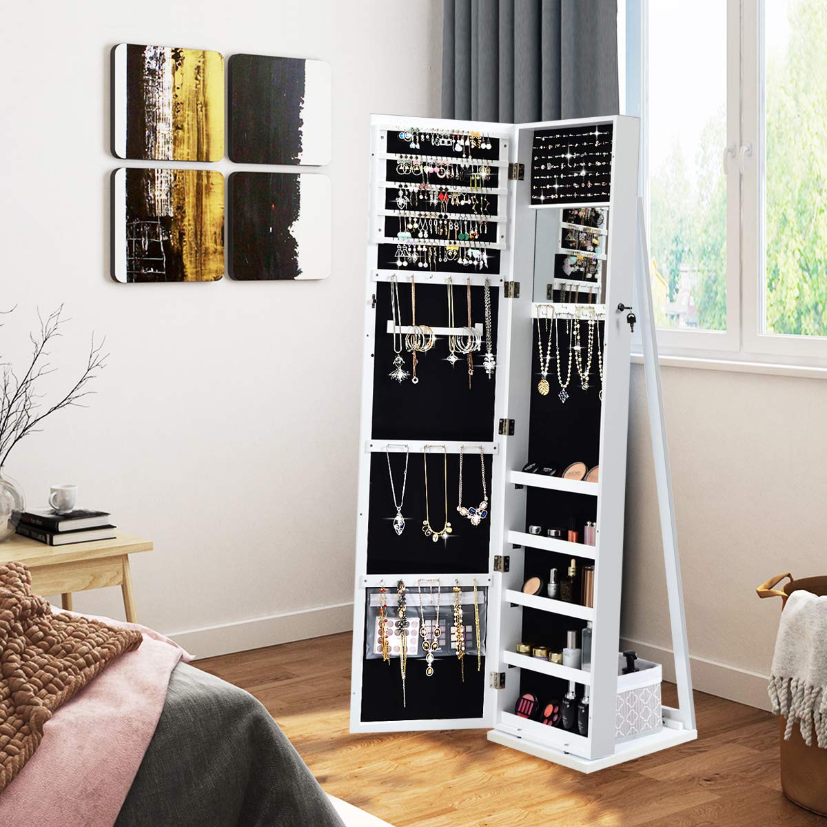 Armario de joyería de pie con  - Full Length Mirror Jewelry Armoire reseña y precio